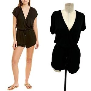L*Space‎ Great Escape Romper Black Modal Short Sleeve Size XS